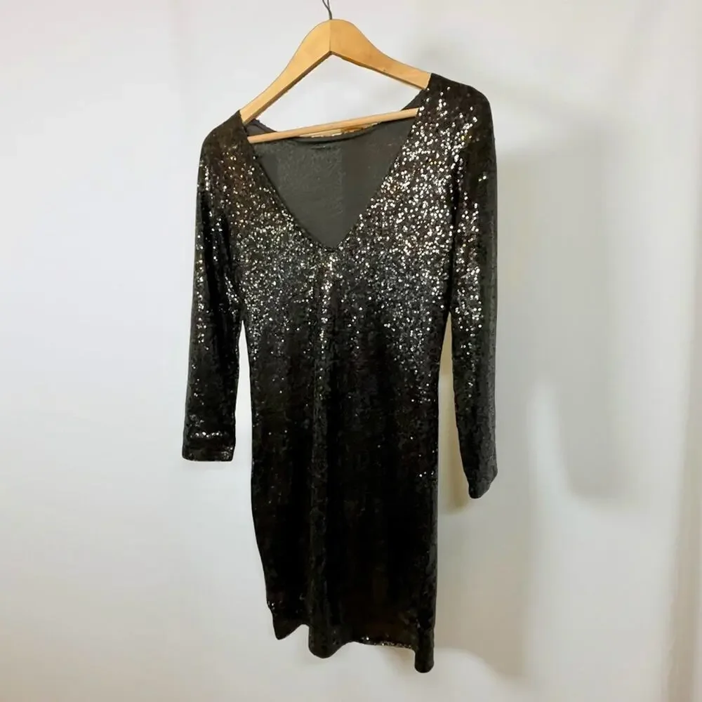 Vision for Innovation Black Sequin Bodycon Mini Dress Size S